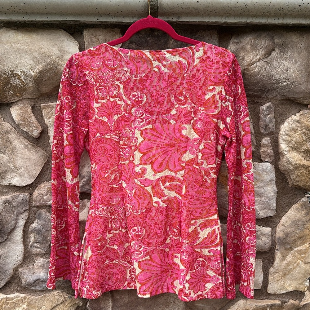 INC Lace Top V-neck Bell Sleeves Pink Paisley Fairy Boho Y2K Size Small - Picture 5 of 9